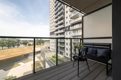 Balkon lub taras w obiekcie Wrocław Studio - Balcony, Fitness - by Rentujemy