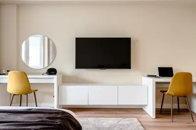 Telewizja i/lub zestaw kina domowego w obiekcie Apartament z tarasem Otyńska 4 - ProperUNIT