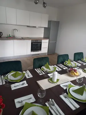 Kuchnia lub aneks kuchenny w obiekcie Cityhouse Lubliniec Modern holiday residence for business and family stays