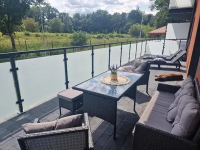 Balkon lub taras w obiekcie Apartament Słoneczny Taras nad Baryczą