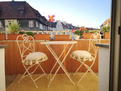 Balkon lub taras w obiekcie Studio 141 z podwójnym łóżkiem i rozkładaną sofą