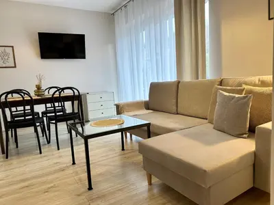 Część wypoczynkowa w obiekcie APARTAMENTY LAVENDERIA z widokiem na Górę Parkową, blisko centrum, spokojna okolica
