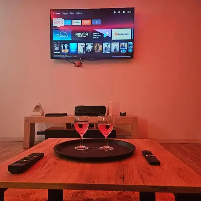 Telewizja i/lub zestaw kina domowego w obiekcie Apartament Tęczowy