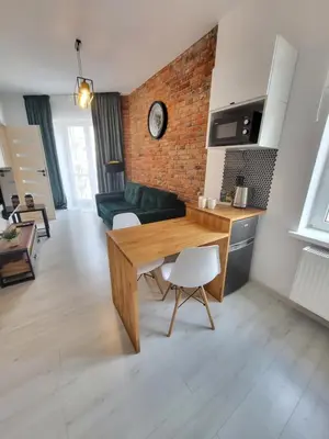 Kuchnia lub aneks kuchenny w obiekcie Apartament-Studio 1 Gliwice z balkonem