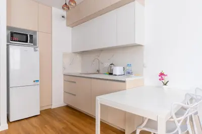 Kuchnia lub aneks kuchenny w obiekcie Park Skowroni Cosy Apartment by BookingHost