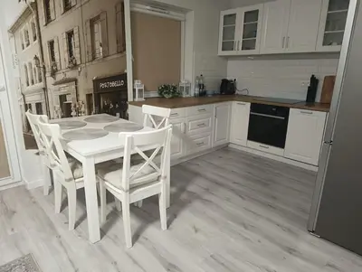 Kuchnia lub aneks kuchenny w obiekcie Apartament pod Złotym Bocianem