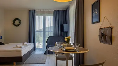 Łóżko lub łóżka w pokoju w obiekcie VacationClub - Solden Apartament 15