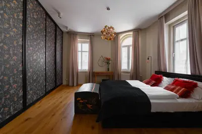 Łóżko lub łóżka w pokoju w obiekcie Apartament Szafran - Sudeckie Historie