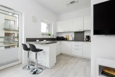 Kuchnia lub aneks kuchenny w obiekcie Apartament Lubliniecka z Pięknym Widokiem na Radiostację