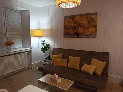 Część wypoczynkowa w obiekcie Słoneczny apartament z prywatną sauną w Stroniu Śląskim