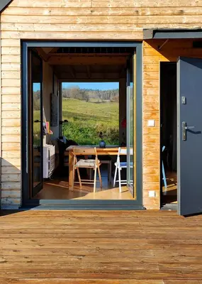 Balkon lub taras w obiekcie Zielanka - Cabin in Owl Mountains