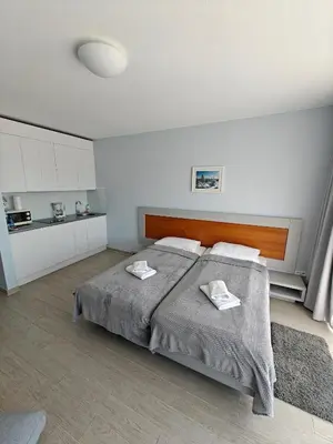 Łóżko lub łóżka w pokoju w obiekcie Apartament MERCURY