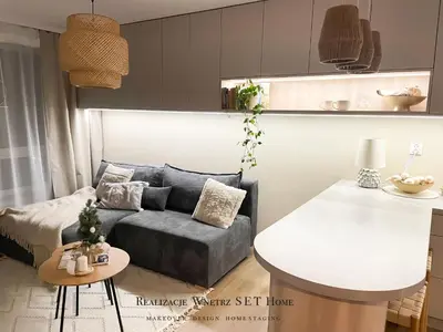 Część wypoczynkowa w obiekcie Apartament premium z widokiem na miasto