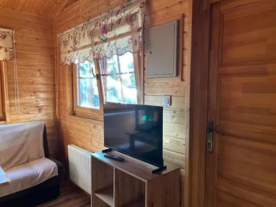 Telewizja i/lub zestaw kina domowego w obiekcie Domki caloroczne Hotel Zagiel