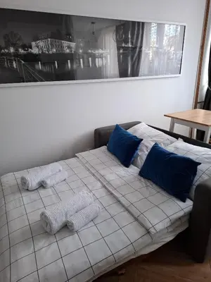 Łóżko lub łóżka w pokoju w obiekcie Krucza Apart SelfCheckIn