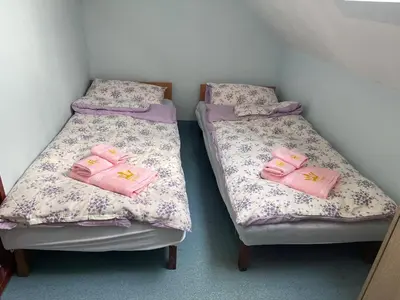 Łóżko lub łóżka w pokoju w obiekcie Wiejska Chata w Doline Baryczy