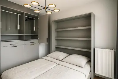 Łóżko lub łóżka w pokoju w obiekcie Apartament Kępa Mieszczńska Wrocław