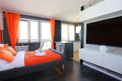 Łóżko lub łóżka w pokoju w obiekcie Apartament Książęca Góra