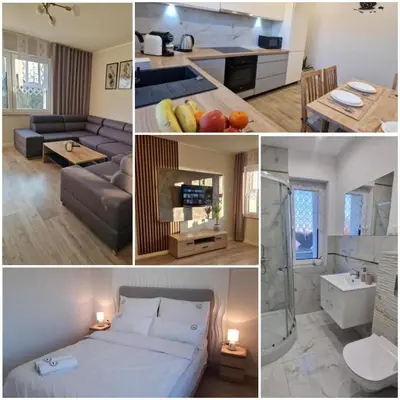 Łóżko lub łóżka w pokoju w obiekcie Apartament w Czarnowąsach 2