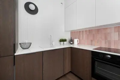 Kuchnia lub aneks kuchenny w obiekcie Luksusowe Apartamenty w Centrum Wrocławia Blisko Parku z Klimatyzacją w Salonie by Noclegi Renters