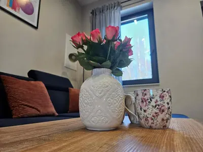 Część wypoczynkowa w obiekcie Apartament Vici nad jeziorem Nyskim