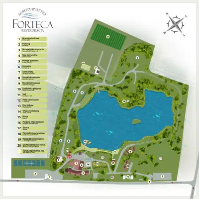 Plan piętra w obiekcie Camping Forteca, parcele kempingowe nad wodą, z własnym namiotem lub przyczepą
