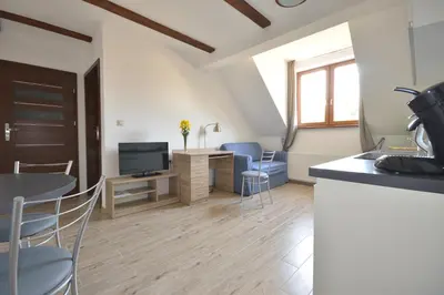 Telewizja i/lub zestaw kina domowego w obiekcie Apartamenty Zielony Dom