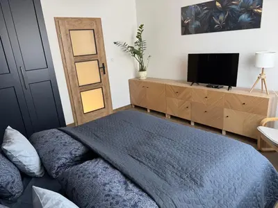 Łóżko lub łóżka w pokoju w obiekcie Apartament Elegancka Husarska