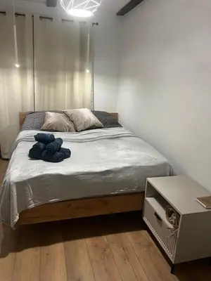 Łóżko lub łóżka w pokoju w obiekcie Apartament Gołębiewscy