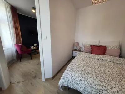 Łóżko lub łóżka w pokoju w obiekcie Apartament - Studio 5 Gliwice