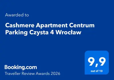 Certyfikat, podpis lub inny dokument wystawiony w obiekcie Cashmere Apartment Centrum Parking Czysta 4 Wrocław