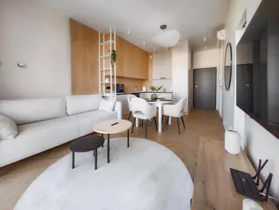 Część wypoczynkowa w obiekcie Rynek Wrocław Luminous Apartment by BookingHost