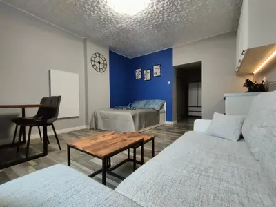 Łóżko lub łóżka w pokoju w obiekcie 721 Slate Apartament Jedlina-Zdrój