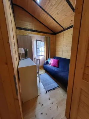 Łóżko lub łóżka w pokoju w obiekcie Domek w Turawie
