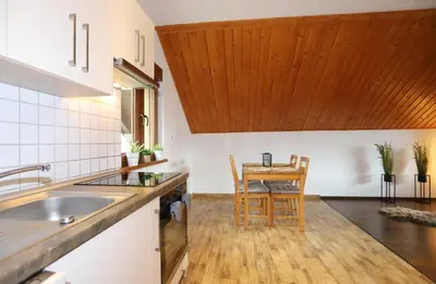 Kuchnia lub aneks kuchenny w obiekcie Apartamenty Panorama Trzech Gór z SAUNĄ i JACUZZI