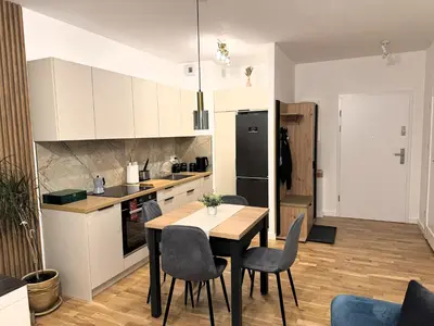 Kuchnia lub aneks kuchenny w obiekcie Apartament Urokliwy Zakątek Wałbrzych
