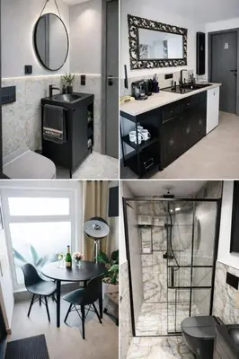 Kuchnia lub aneks kuchenny w obiekcie Adago Apartamenty Antracyt Szczawno-Zdrój - Luksusowy Apartament Premium - Nowoczesny Design - Blisko Parku Zdrojowego