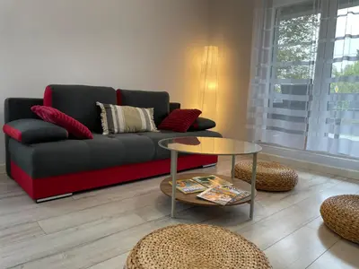 Część wypoczynkowa w obiekcie Apartament - jak w domu - 130m2 z Tarasem i ogródkiem