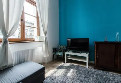 Część wypoczynkowa w obiekcie Apartament Turkusowy w centrum