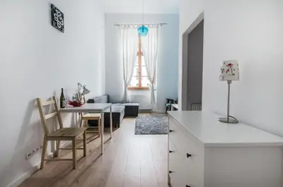 Część wypoczynkowa w obiekcie Apartament Turkusowy w centrum