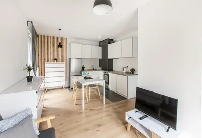 Kuchnia lub aneks kuchenny w obiekcie White Apartment With Terrace