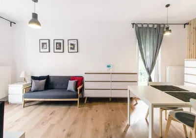 Część wypoczynkowa w obiekcie White Apartment With Terrace