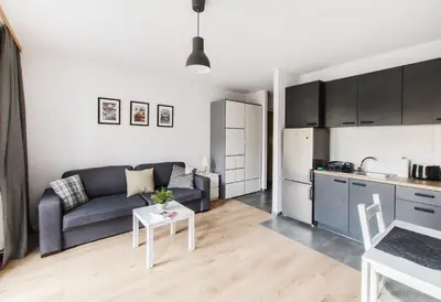 Kuchnia lub aneks kuchenny w obiekcie Black Apartment- Modern Studio in the City Center!