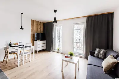Część wypoczynkowa w obiekcie Black Apartment- Modern Studio in the City Center!