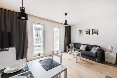 Część wypoczynkowa w obiekcie Black Apartment- Modern Studio in the City Center!