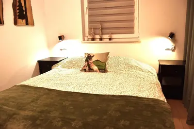Łóżko lub łóżka w pokoju w obiekcie Apartament Szałwiowa Dolina