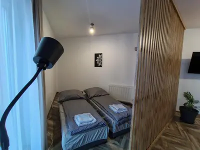 Telewizja i/lub zestaw kina domowego w obiekcie Apartament Lewi