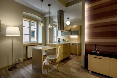Kuchnia lub aneks kuchenny w obiekcie RentPlanet - Apartament Więzienna