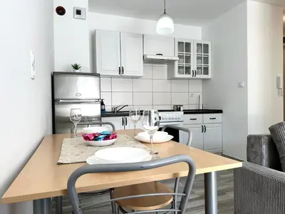 Kuchnia lub aneks kuchenny w obiekcie Iwaszkiewicza Apartment - Parking & Balcony
