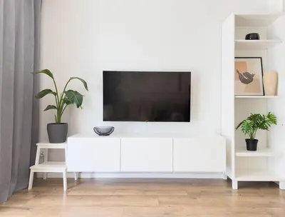 Telewizja i/lub zestaw kina domowego w obiekcie Księcia Witolda apart river and lift